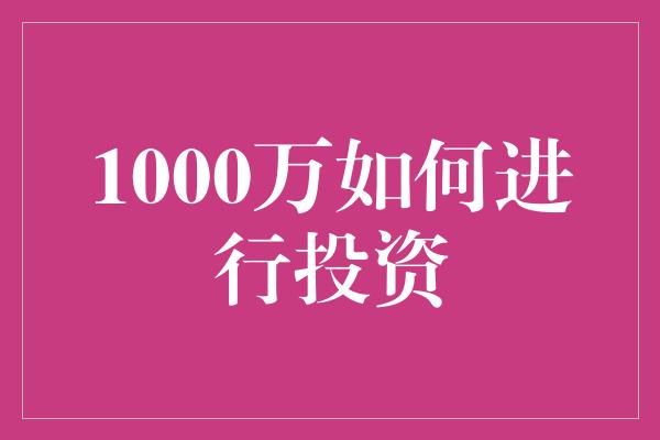 1000万如何进行投资