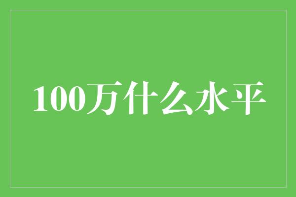 100万什么水平