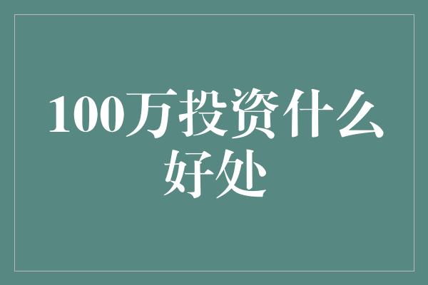 100万投资什么好处