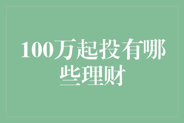 100万起投有哪些理财