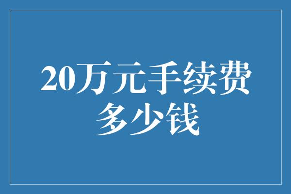 20万元手续费多少钱