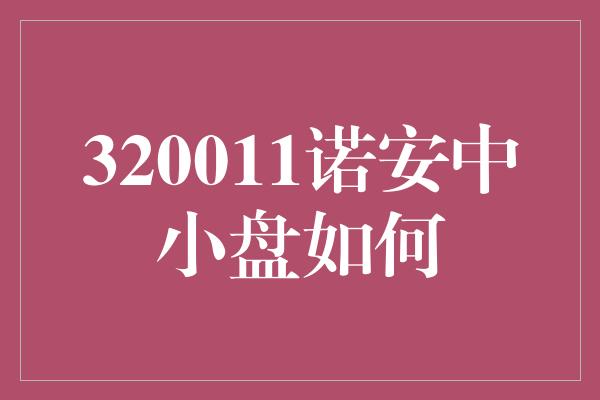 320011诺安中小盘如何