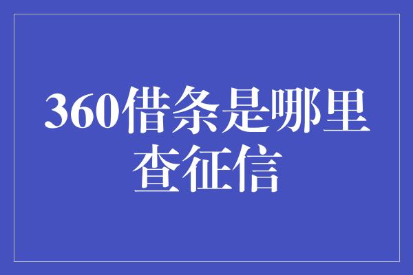 360借条是哪里查征信