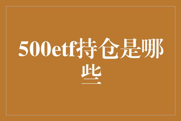 500etf持仓是哪些