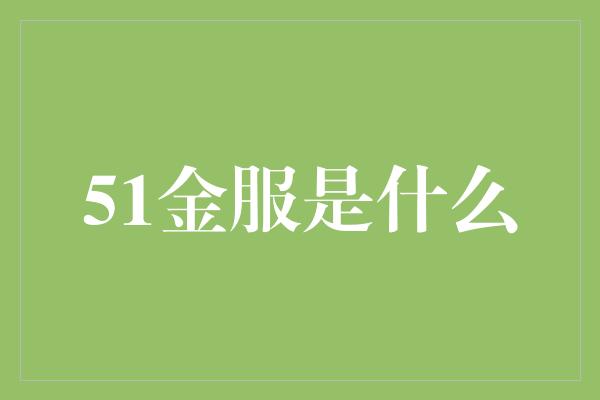 51金服是什么