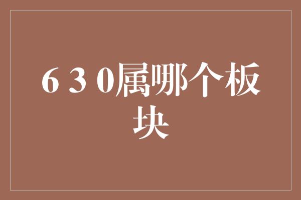 6 3 0属哪个板块