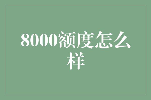 8000额度怎么样