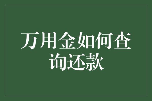 万用金如何查询还款