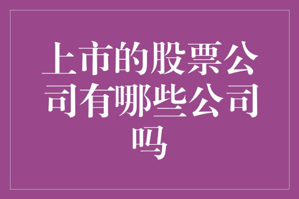 上市的股票公司有哪些公司吗