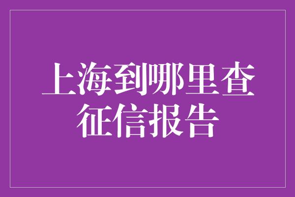 上海到哪里查征信报告