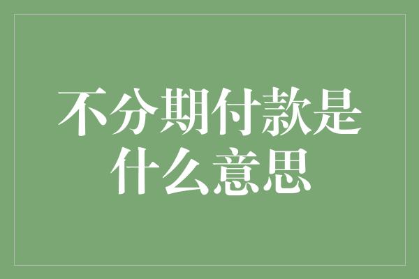 不分期付款是什么意思