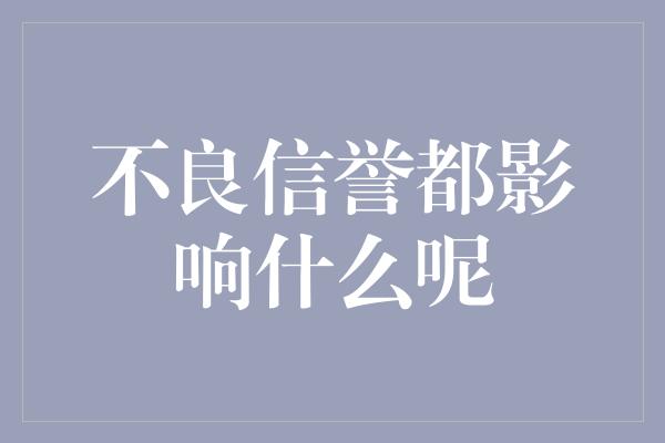 不良信誉都影响什么呢