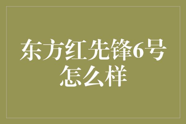 东方红先锋6号怎么样