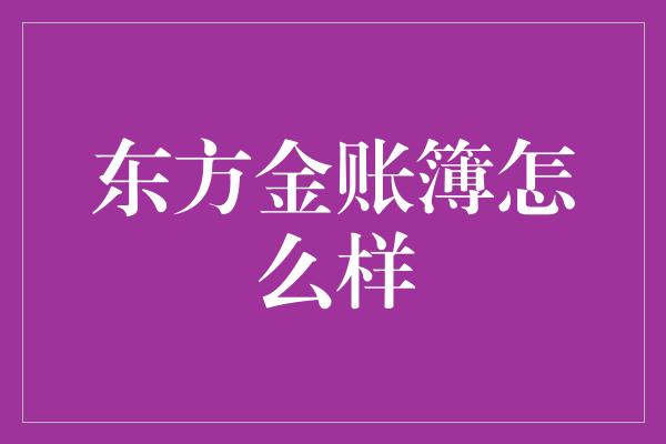 东方金账簿怎么样