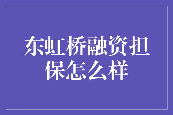 东虹桥融资担保怎么样