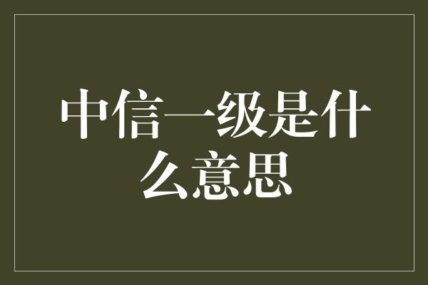 中信一级是什么意思