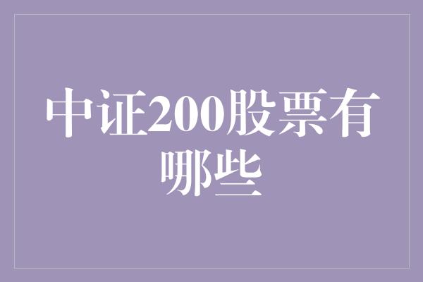 中证200股票有哪些