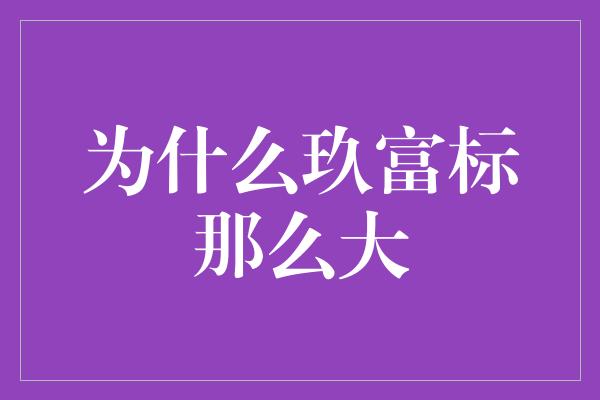 为什么玖富标那么大