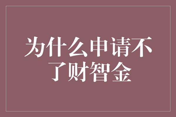 为什么申请不了财智金