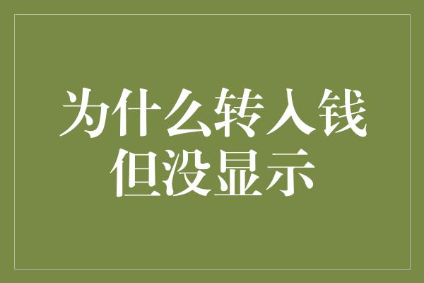 为什么转入钱但没显示