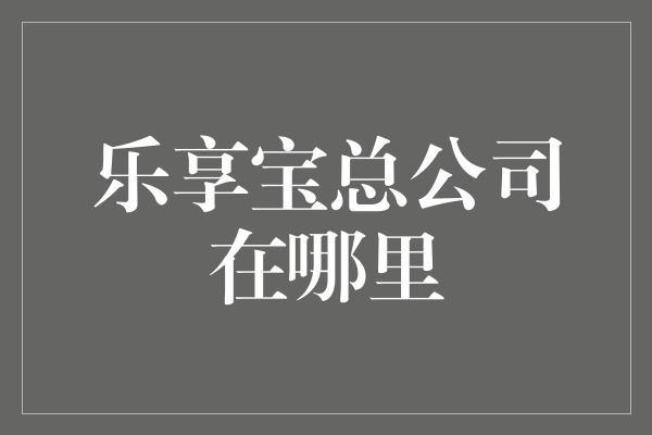 乐享宝总公司在哪里