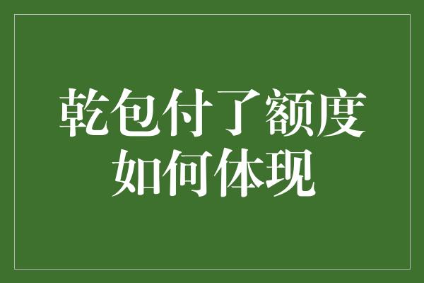 乾包付了额度如何体现