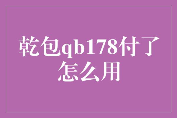 乾包qb178付了怎么用