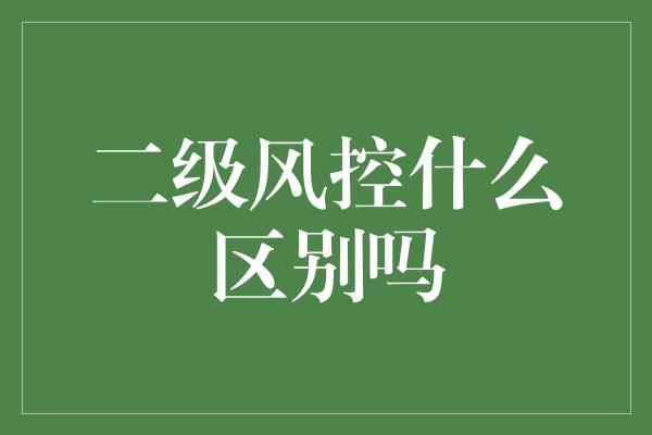 二级风控什么区别吗