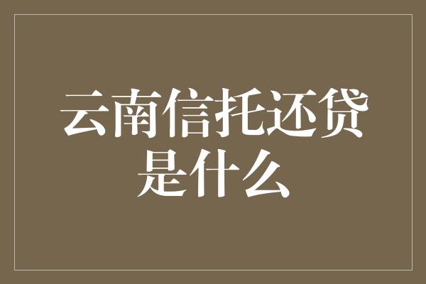 云南信托还贷是什么