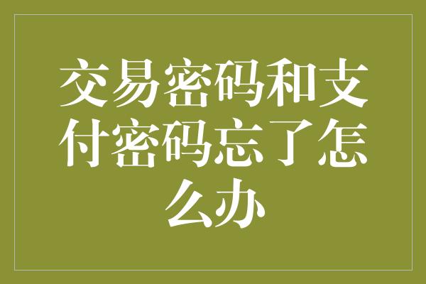 交易密码和支付密码忘了怎么办