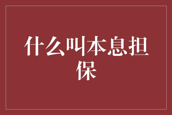 什么叫本息担保