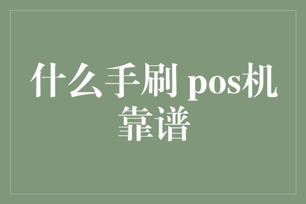 什么手刷 pos机靠谱