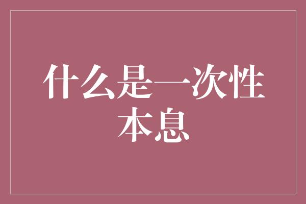 什么是一次性本息