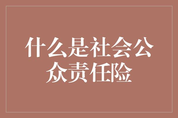 什么是社会公众责任险