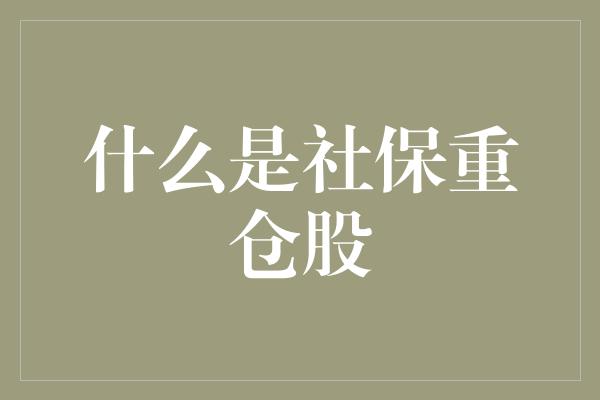 什么是社保重仓股