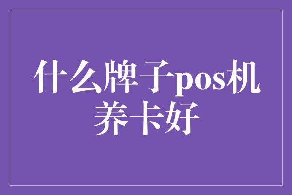 什么牌子pos机养卡好