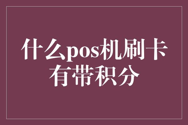 什么pos机刷卡有带积分