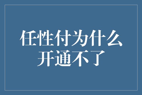 任性付为什么开通不了