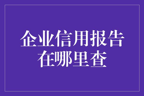 企业信用报告在哪里查