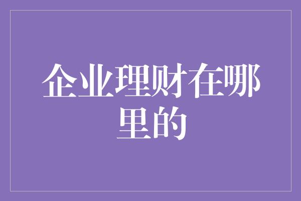 企业理财在哪里的