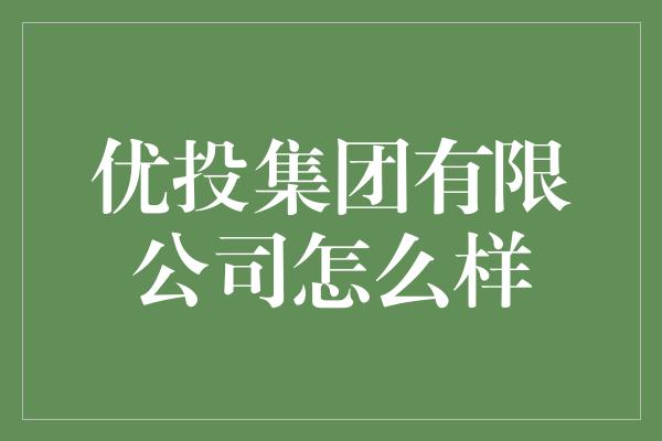 优投集团有限公司怎么样