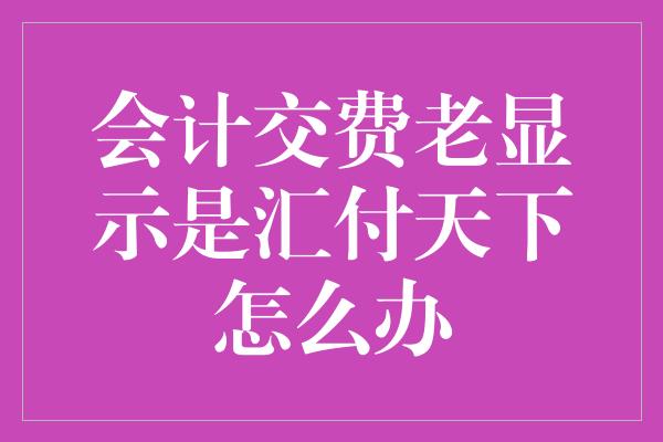 会计交费老显示是汇付天下怎么办