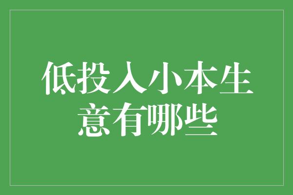 低投入小本生意有哪些