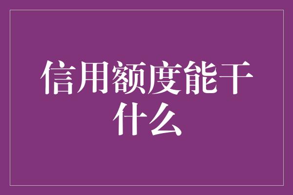 信用额度能干什么