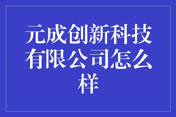 元成创新科技有限公司怎么样