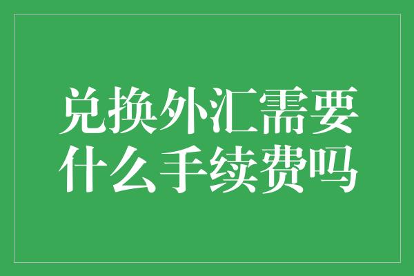 兑换外汇需要什么手续费吗