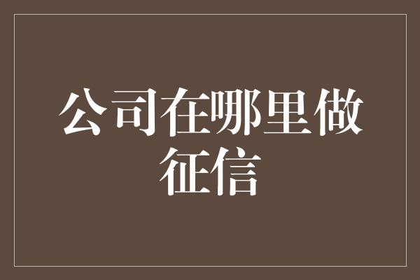 公司在哪里做征信