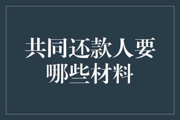 共同还款人要哪些材料