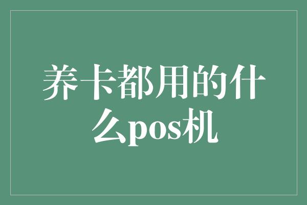 养卡都用的什么pos机