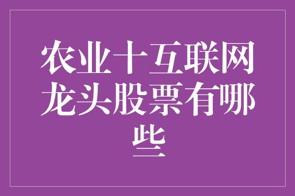 农业十互联网龙头股票有哪些